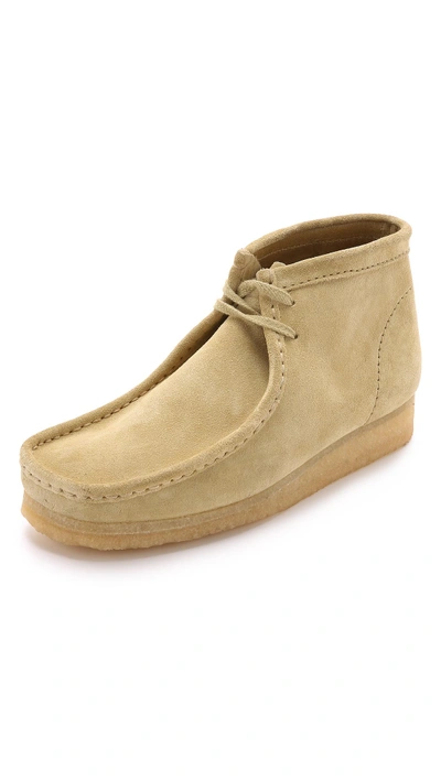 Clarks Suede Wallabee Boot In Brown