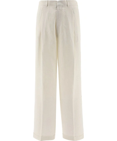 Maison Margiela Straight-leg Linen Pants In White