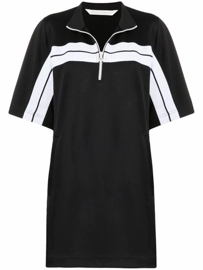 Palm Angels Stripe-print Short-sleeve Track Dress In Black