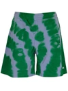 Msgm Bermuda Shorts In Green And Purple In Green