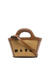 Marni Tropicalia Logo-embroidered Tote Bag In Brown