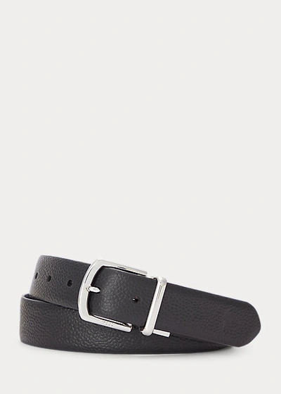 Polo Ralph Lauren Reversible Pebble Leather Belt In Black/navy