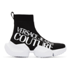VERSACE JEANS COUTURE BLACK FRAGMENTED SOLE LOGO SNEAKERS