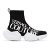 Versace Jeans Couture Black Fragmented Sole Logo Sneakers In E899 Nero