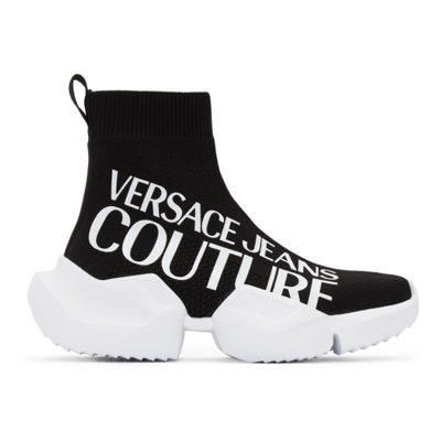 Versace Jeans Couture Black Fragmented Sole Logo Sneakers