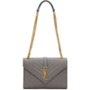 SAINT LAURENT GREY MIX MATELASSÉ MEDIUM ENVELOPE BAG