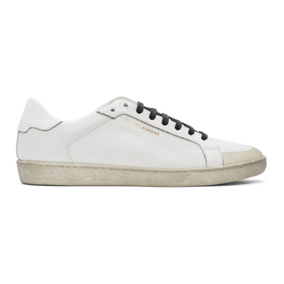 Saint Laurent Court Classic Sl/39 Perforated Low Top Trainers, Optic White