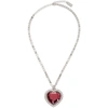 VETEMENTS SILVER & PINK CRYSTAL HEART NECKLACE