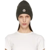 Moncler Ribbed-knit Virgin Wool Beanie In Green