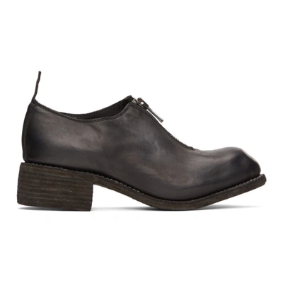 Guidi Black Front-zip Loafers In Blkt