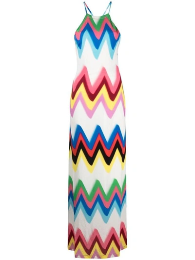 M Missoni Open-back Printed Stretch-jersey Maxi Dress In White
