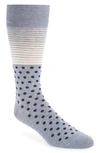 Cole Haan Stripe & Dot Socks In Stonewash Heather