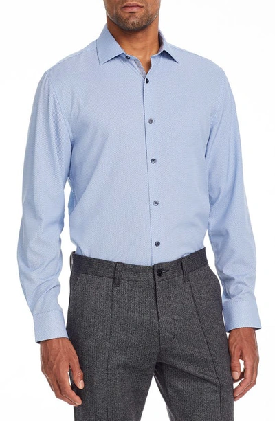 Wrk W.r.k Slim Fit Broken Stripe Performance Dress Shirt In Blue
