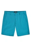 Psycho Bunny Diego Twill Flat Front Shorts In Enamel Blue