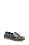 Elephantito Boy's Alex Leather Driver Loafers, Toddler/kids In Navy