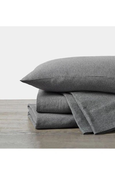 Coyuchi Set Of 2 Organic Cotton Jersey Envelope Pillowcases In Charcoal Heather