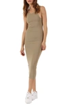 Pam & Gela Rib Tank Top Midi Dress In Stone