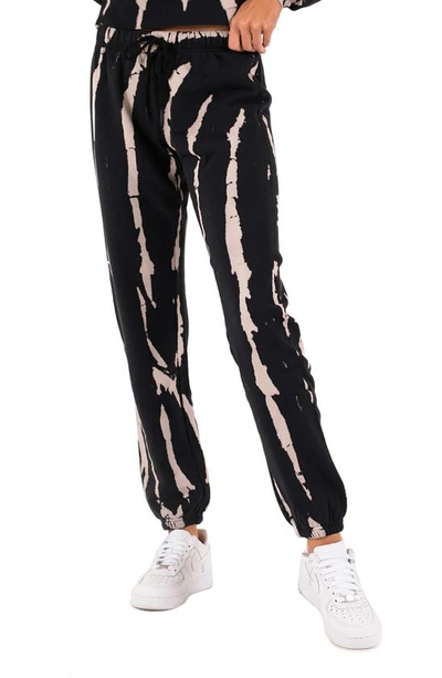 Pam & Gela Bleached Tie-dye Gym Sweatpants In Black,cream