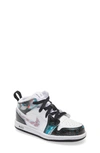 Jordan Kids' Nike  Air  1 Mid Se Basketball Shoe In White/ Crimson/ Blue/ Black