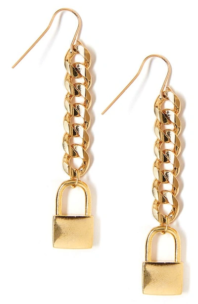 Tess + Tricia Lock Drop Earrings In Gold