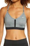 Nike Indy Mesh Inset Sports Bra In Gray/black