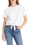 Sanctuary All Day Tie-hem Cuffed T-shirt In White