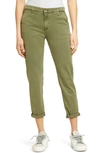 Ag Caden Crop Twill Trousers In Sulfur Coastal Vine