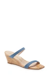 Stuart Weitzman Aleena 50 Denim Wedge Mules In Washed