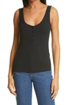 L Agence Kate Henley Tank Top In Black