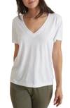 Marine Layer Striped V-neck Boyfriend T-shirt In White