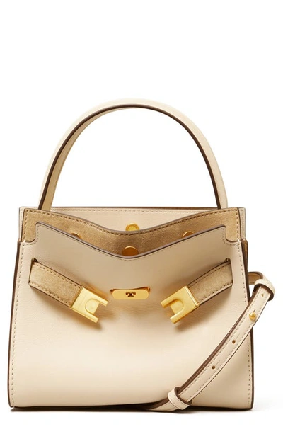Tory Burch Petite Lee Radziwill Leather Double Bag In New Cream