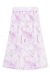 Ganni Watercolor Print Pleated Georgette Skirt In Orchid Bloom