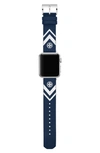 Tory Burch Tb Apple Strap Chevron-print Grosgrain Apple Watch Band In Blue