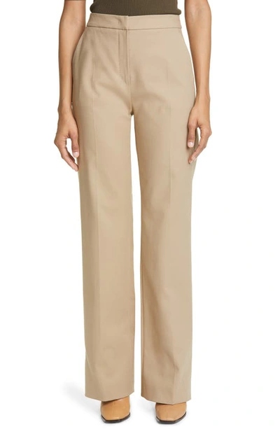 Max Mara Antares Stretch-cotton Straight-leg Pants In Camel