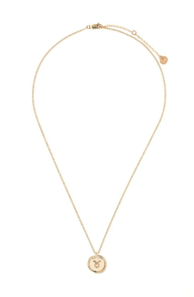 Tess + Tricia Zodiac Pendant Necklace In Gold - Taurus