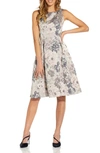 ADRIANNA PAPELL FLORAL JACQUARD FIT & FLARE DRESS,AP1D104448