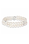 Delmar Sterling Silver 6-7mm Freshwater Cultured White Pearl Double Row Bracelet In White