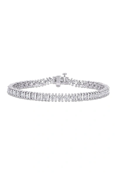 Delmar Sterling Silver Created 4 1/2ctw Moissanite Bracelet In White