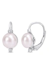 Delmar Diamond & 7.5-8mm Freshwater Pearl Earrings In White