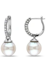 Delmar Diamond & 9-9.5mm Freshwater Pearl Earrings In White