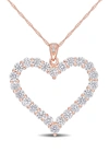 Delmar Rose Gold Plated Sterling Silver Created Moissanite 2 2/5ctw Heart Pendant In White