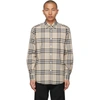 BURBERRY BEIGE POPLIN CHECK SHIRT