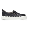 Chloé Lauren Scalloped Slip-on Leather Trainers In Black