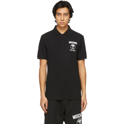 Moschino Pique Logo Polo Short Sleeve T-shirt In Black