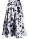 Comme Des Garçons X Mickey Mouse Print Satin Midi Skirt In Black