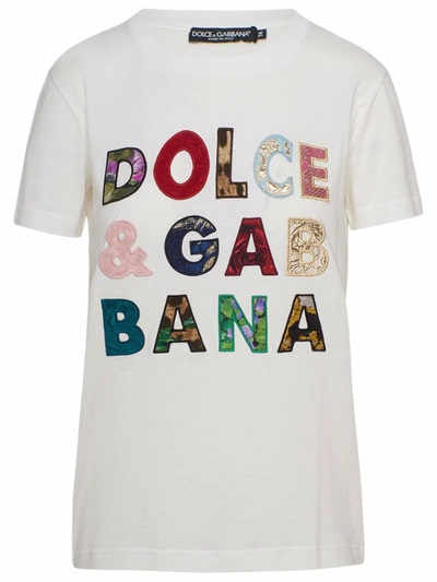 Dolce & Gabbana Embroidered Logo T-shirt In White