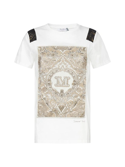 Max Mara Perak T-shirt In White,beige,gold