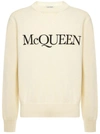 Alexander Mcqueen Cotton Sweater With Logo Embroidery In Ivory