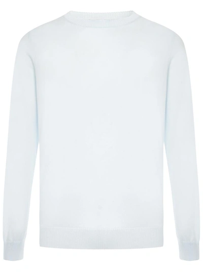 Malo Sweater With Ribbed Details In Clear Blue