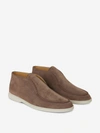 Loro Piana Open Walk Suede Slip-on Desert Shoes In Carob